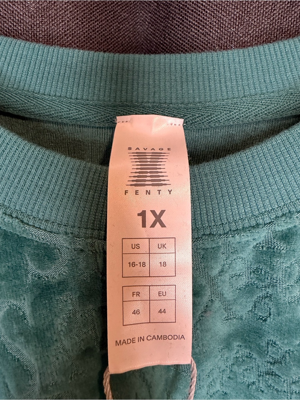 Savage X Fenty Signature Script Velour Crewneck Sweatshirt 1X NWT Rihanna - Picture 5 of 7